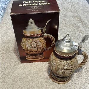 Avon Tall Ships Ceramic Stein with Silver Lid